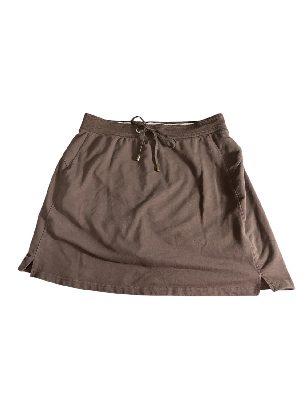 GreenTea Brown Drawstring A-Line Mini Skirt